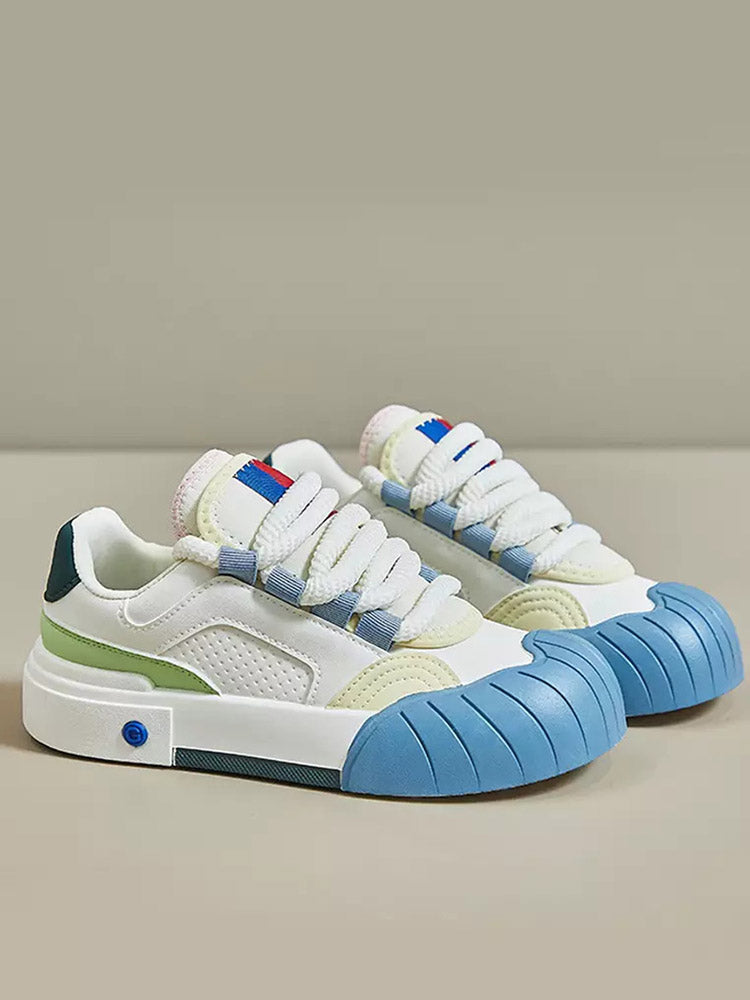 Color Contrast Rubber Toe Sneakers