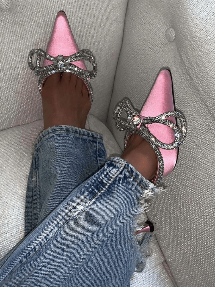 Rhinestone Bowknot Heel Pumps