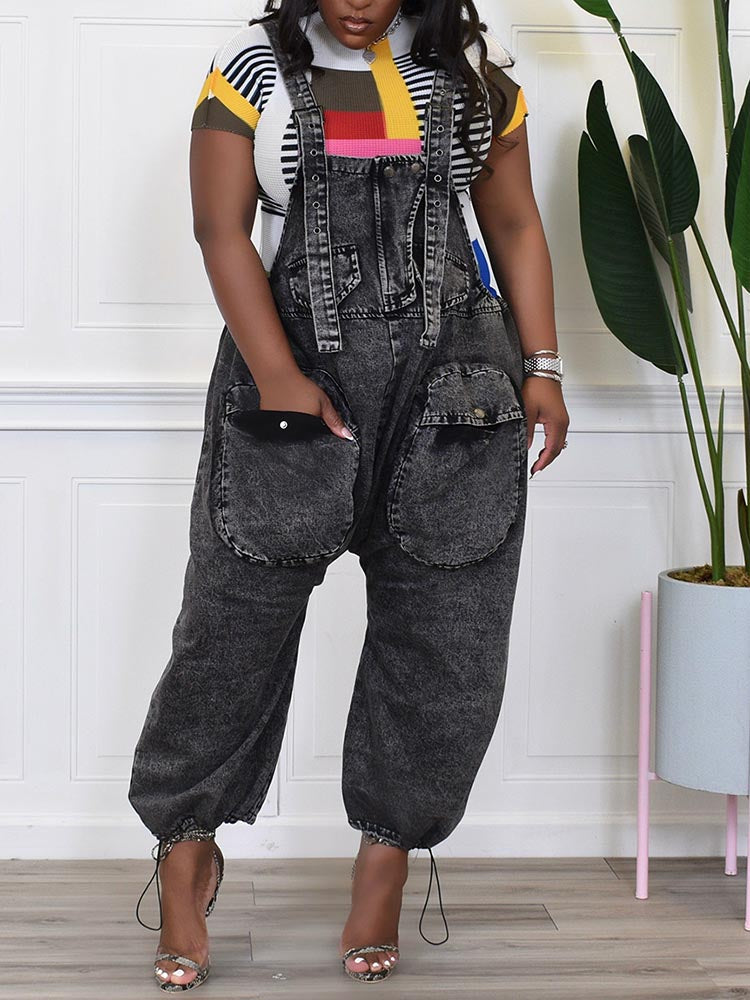 Denim Loose Overalls