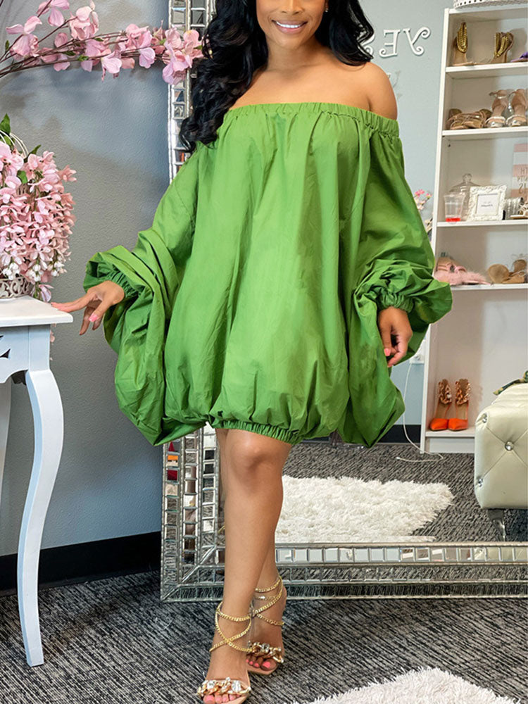 Off Shoulder Puff Sleeve Dress