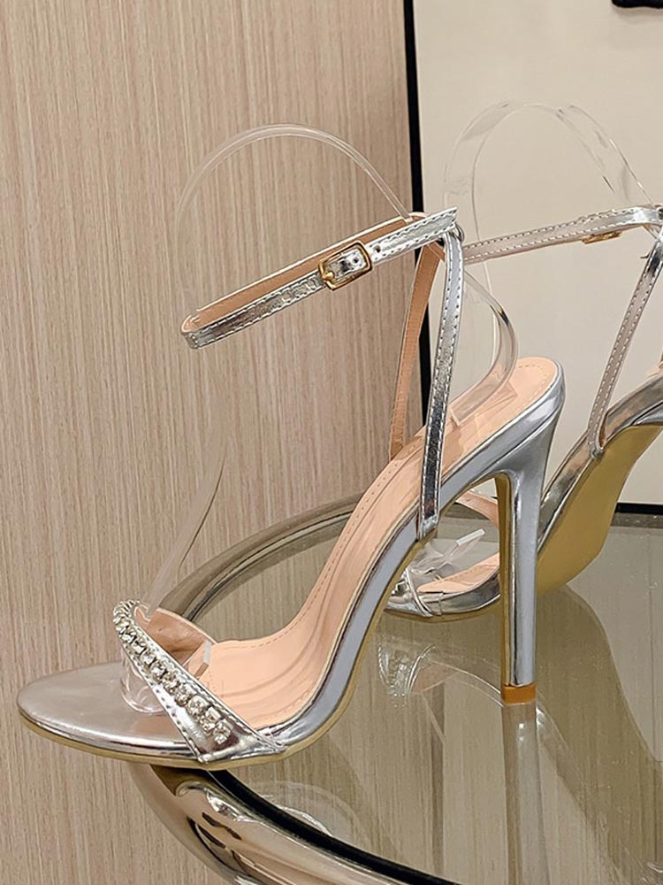 Rhinestone Ankle Strap Heels