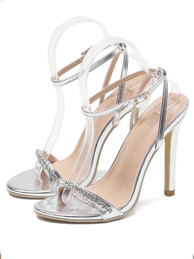 Rhinestone Ankle Strap Heels