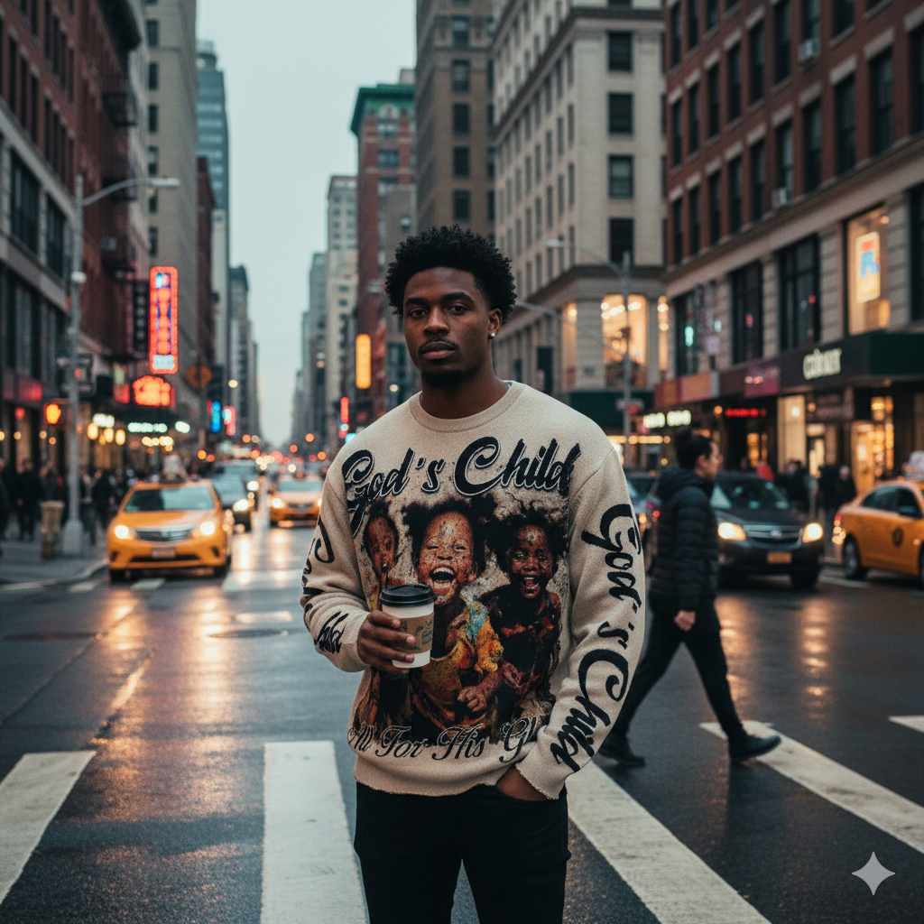 God’s Child Knit Crewneck – All For His Glory Vintage Streetwear