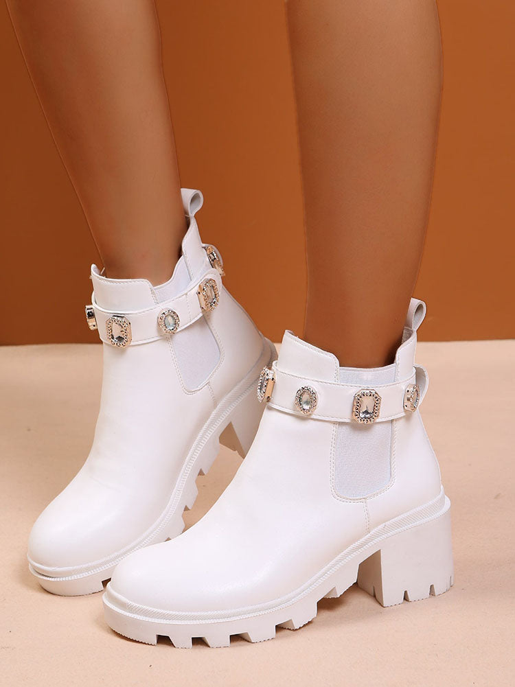 Tie Dye Rhinestone Decor Ankle Boots