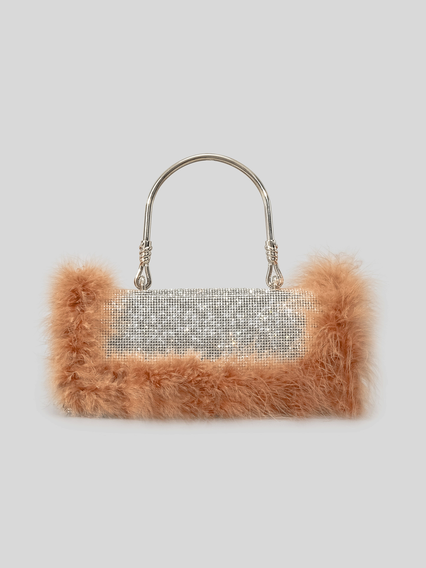 Furry Rhinestone Evening Clutch Bag