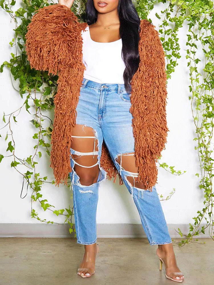 Fringe Knitted Sweater Cardigan