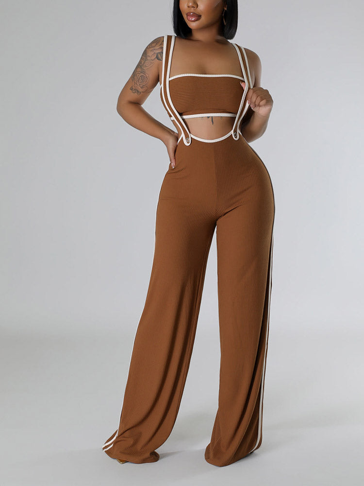 Tube Top Wide Leg Overall Set