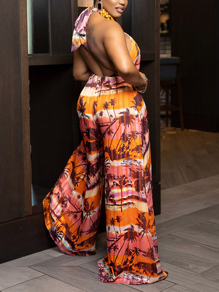 Sunset Halter Wide Leg Jumpsuit