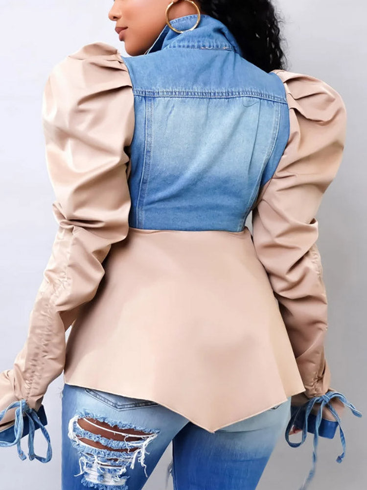 Denim Patchwork Asymmetrical Top