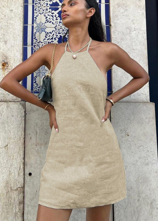 Solana Tie-Back Dress - Linen Halter Mini