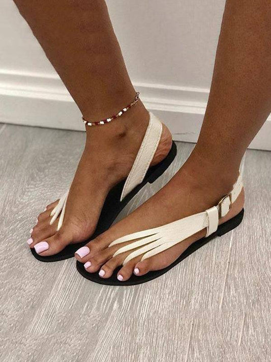 Strap Toe Slingback Flat Sandals