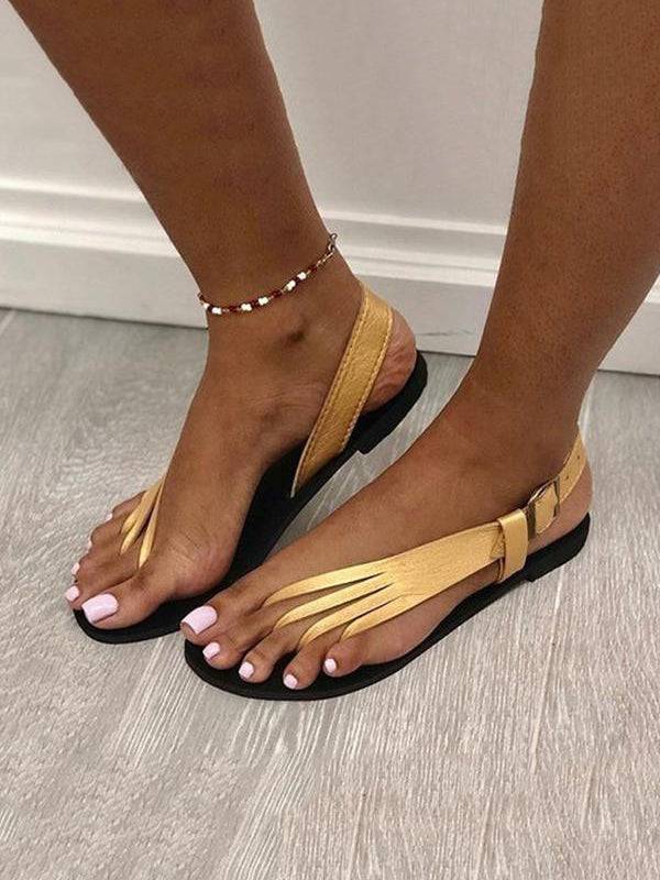 Strap Toe Slingback Flat Sandals