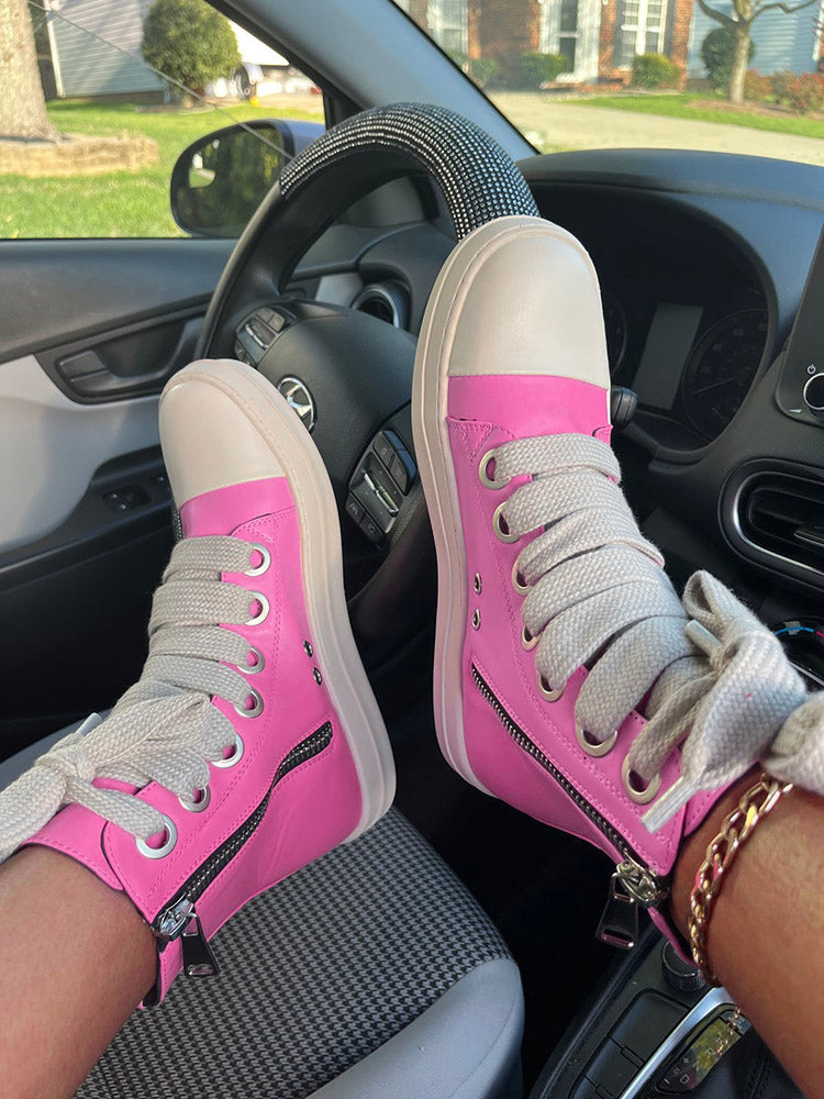 PU High-Top Sneakers