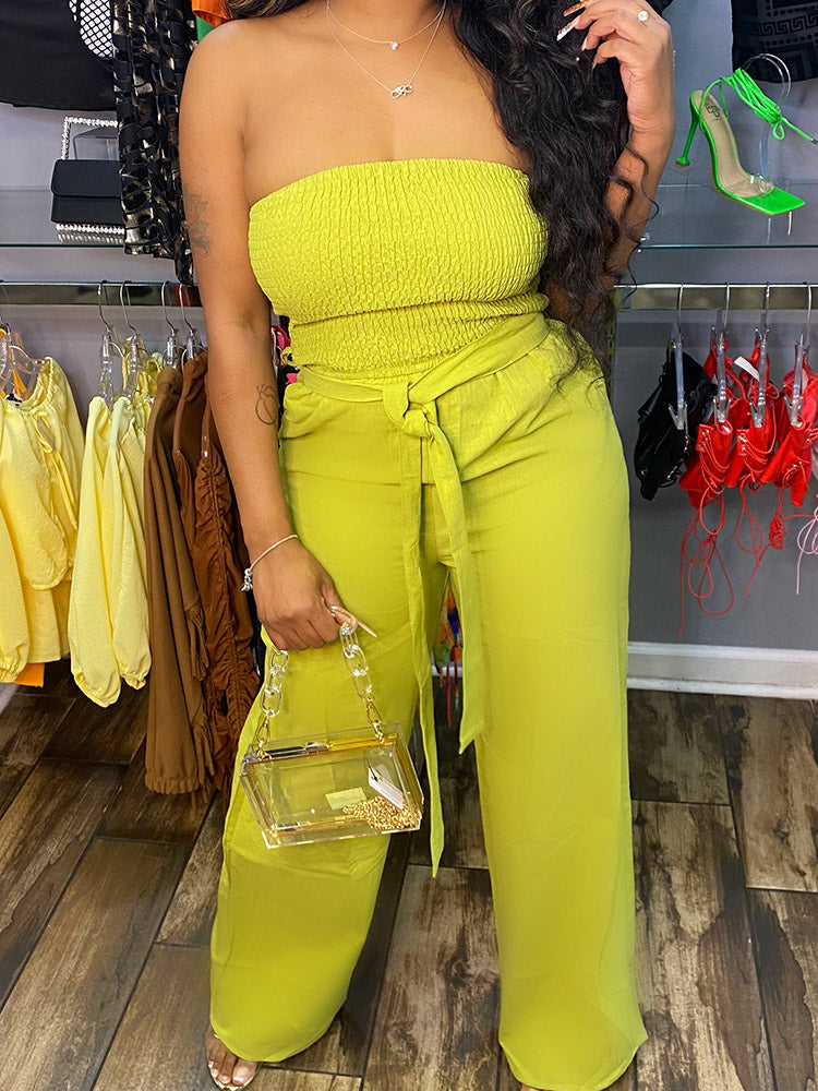 Tube Tie Waist Jumpsuit