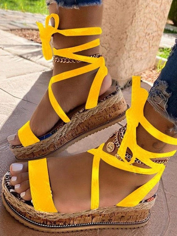 Snake Cross Strap Platform Heels Sandals