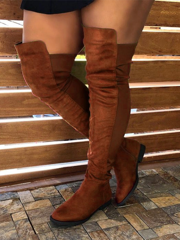 Suede Flat Over Knee Boots