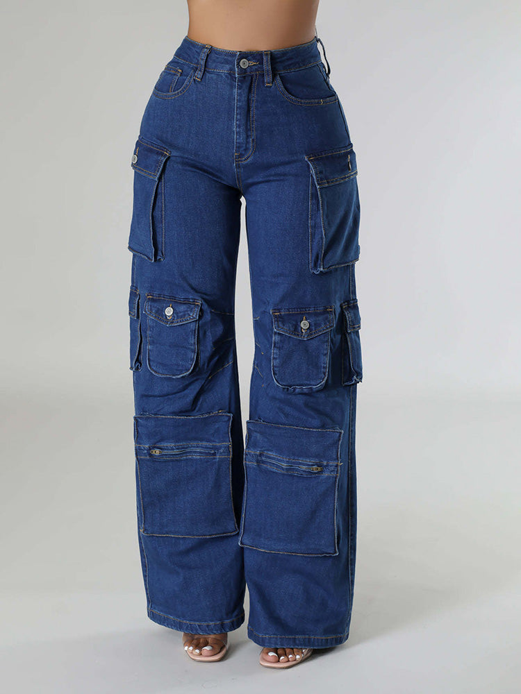 High Rise Cargo Jeans