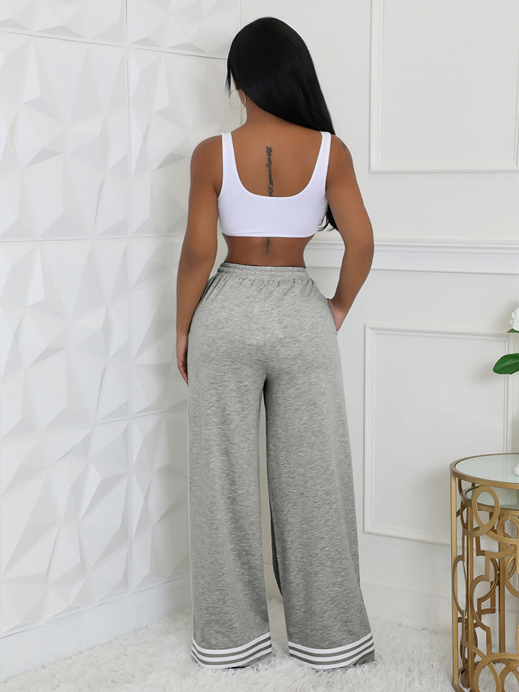 Contrast Wide Leg Pants