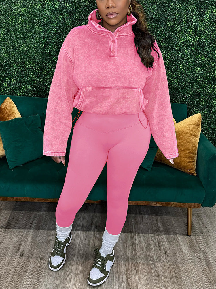 Washed Hoodie & Legging Activewear Set