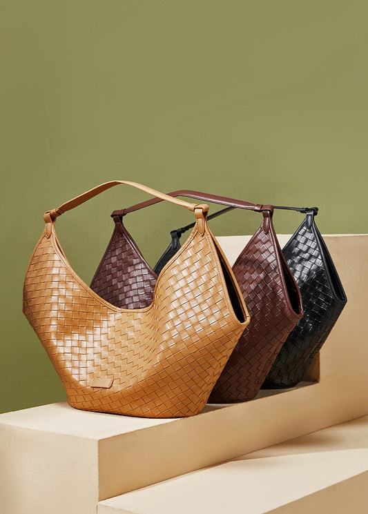 Woven Leather Shoulder Hobo Bag – Soft Cowhide Handbag for Women