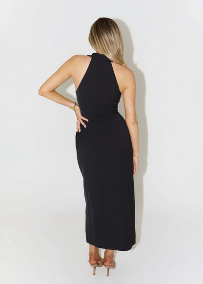 Seabreeze Collar - Halter Button-Down Midi Dress
