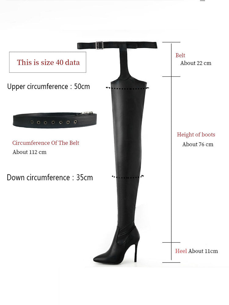 PU Leather Flat Over Knee Boots