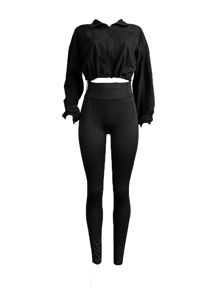 Zip Crop Top & Leggings Set