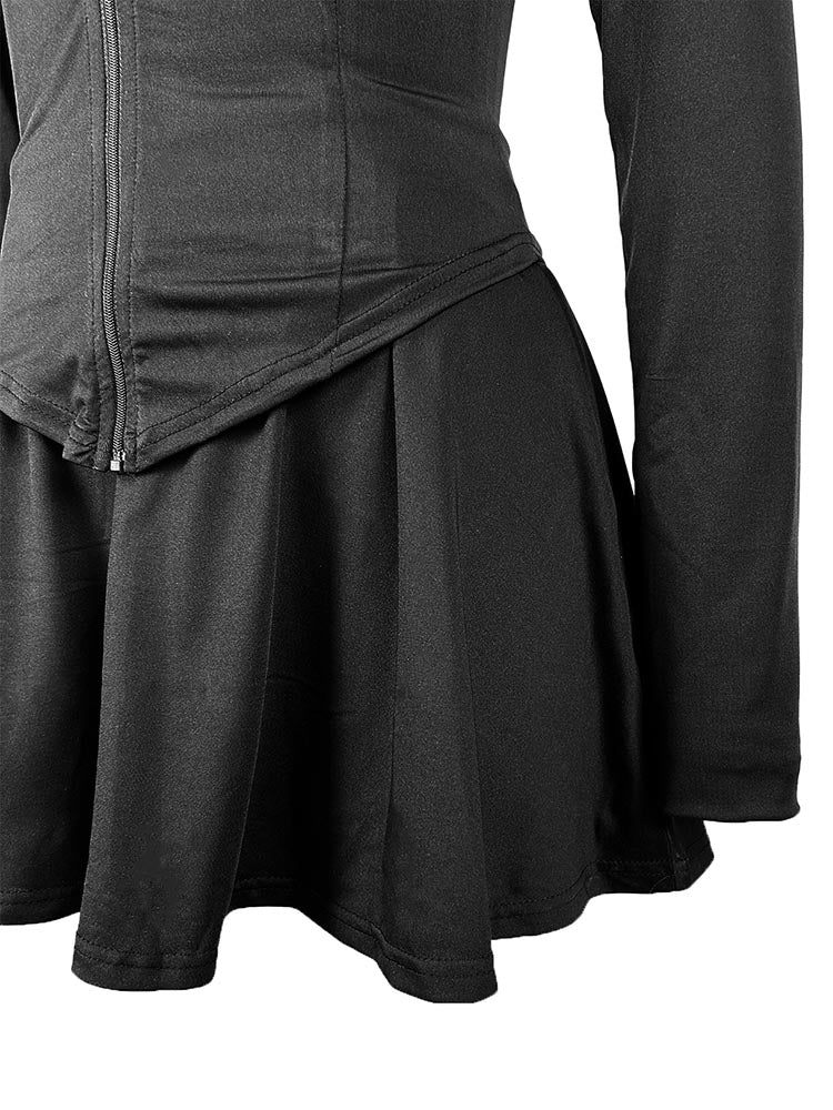 Zip Up Jacket Pleated Skirt