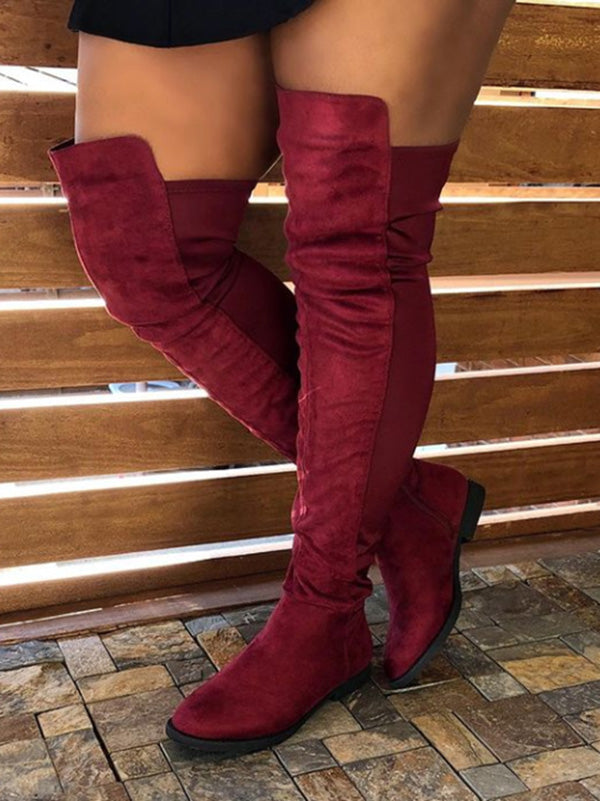 Suede Flat Over Knee Boots