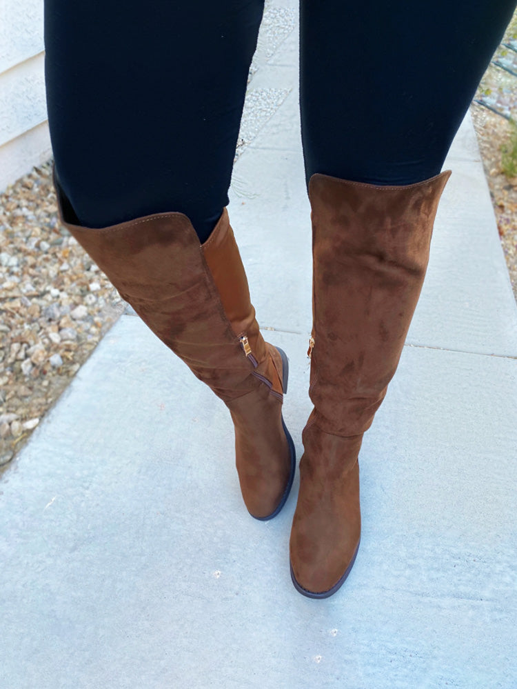 Suede Flat Over Knee Boots