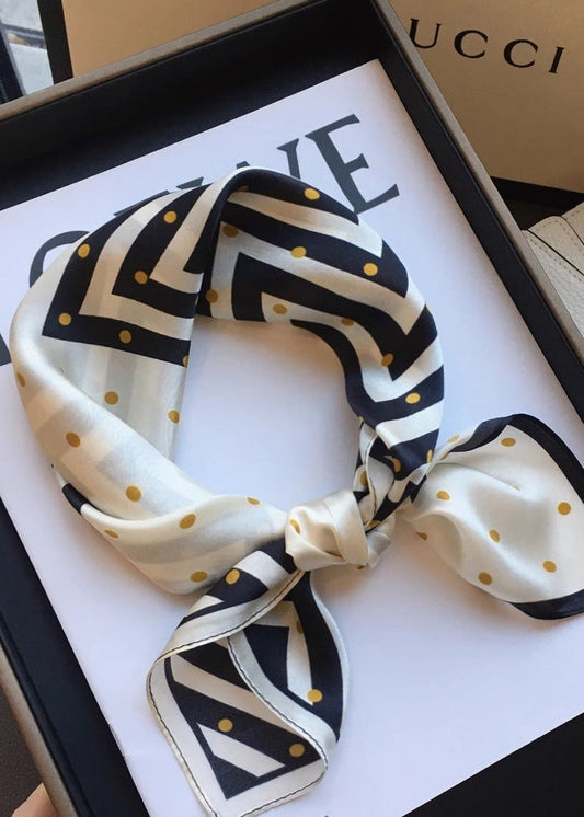 Dotline Charm - 100% Silk Square Scarf 55x55cm