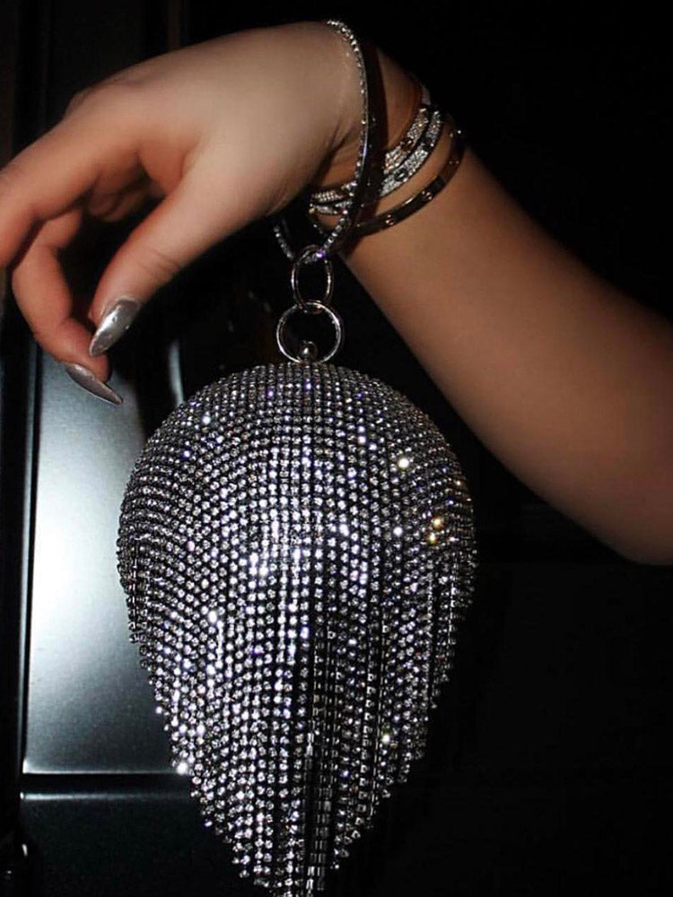 Rhinestone Tassel Evening Clutch