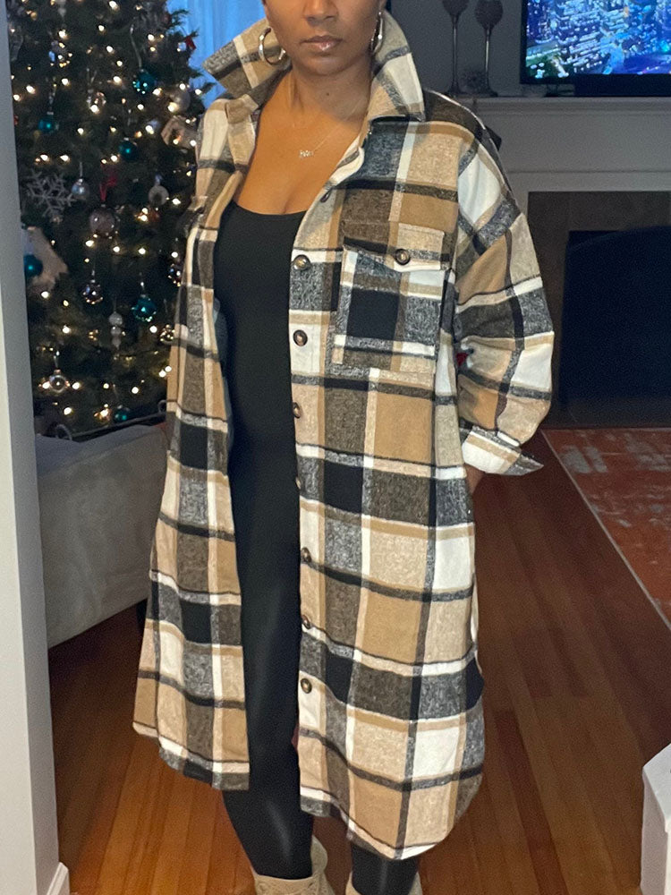 Flannel Pocket Plaid Cardigan