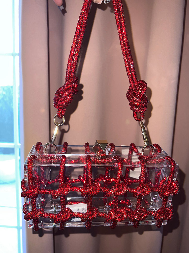 Rhinestone Rope Clear Box Handbag