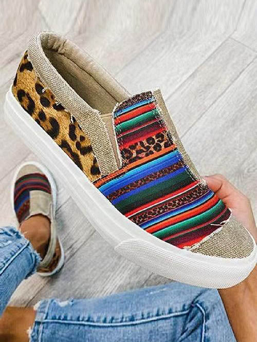 Snake Leopard Print Slip-on Canvas