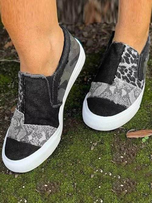 Snake Leopard Print Slip-on Canvas