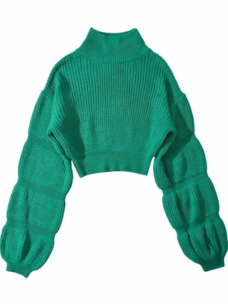 Turtleneck Puffy Sleeve Sweater