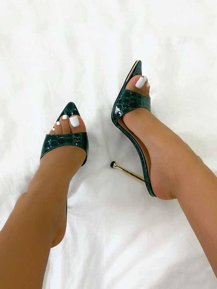 Pointed Toe Slip-On Stiletto Heels