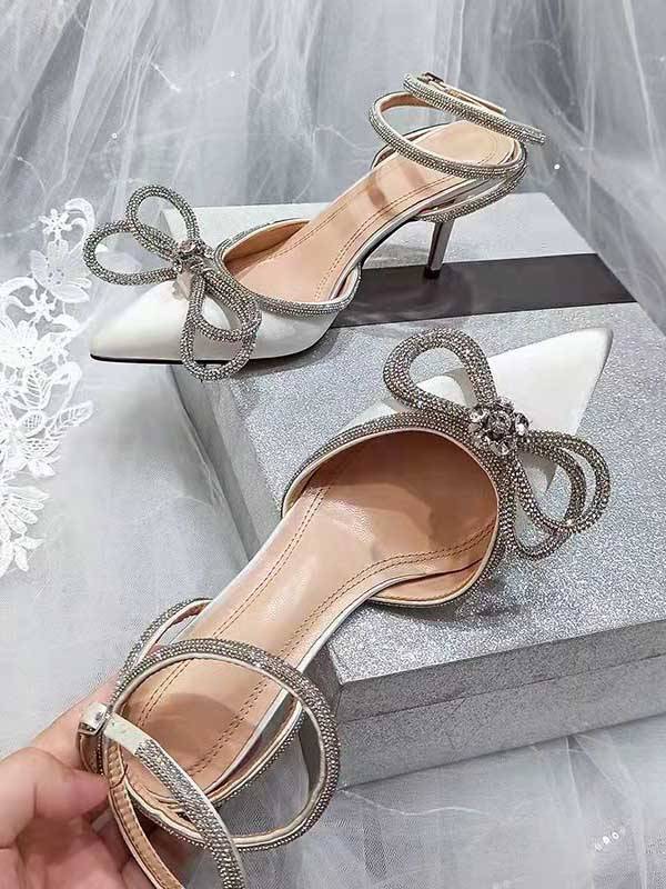 Rhinestone Bowknot Heel Pumps