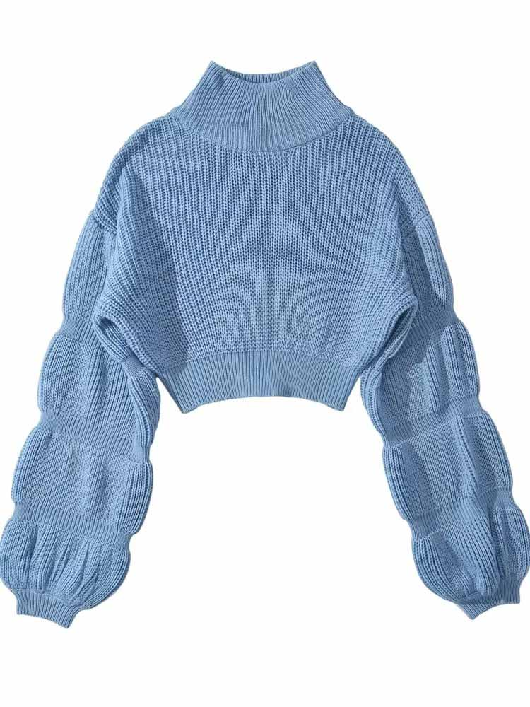 Turtleneck Puffy Sleeve Sweater