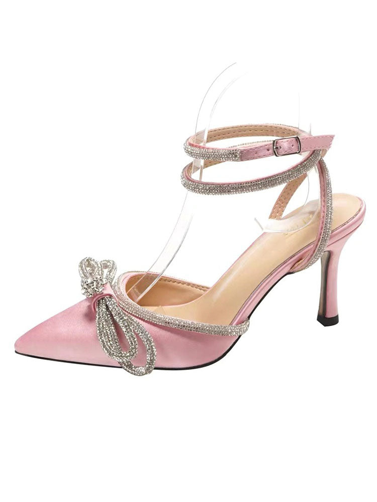 Rhinestone Bowknot Heel Pumps