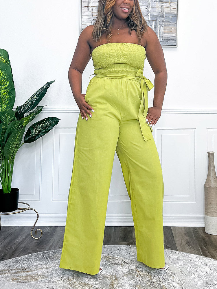 Tube Tie Waist Jumpsuit