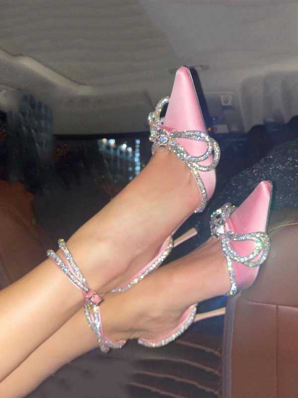 Rhinestone Bowknot Heel Pumps