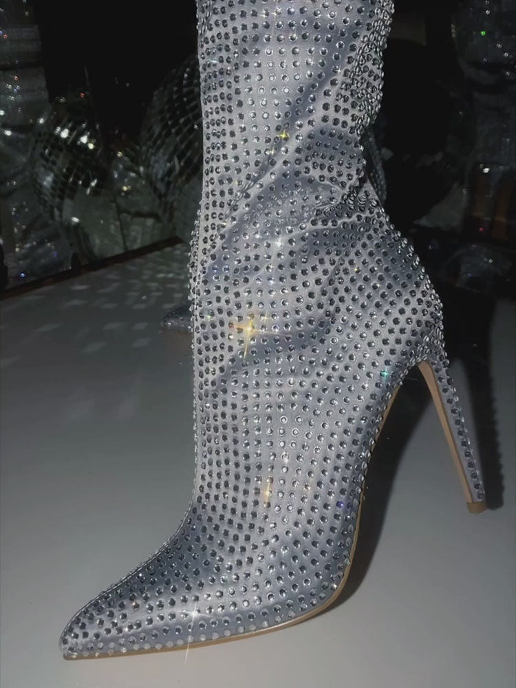 Crystal-Embellished Suede Boots