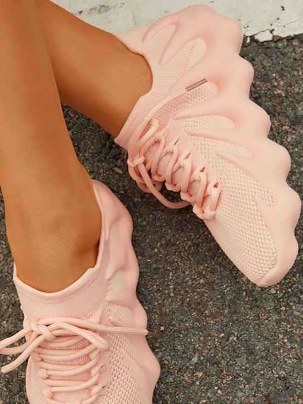 Lace-up Knit Breathable Sneakers