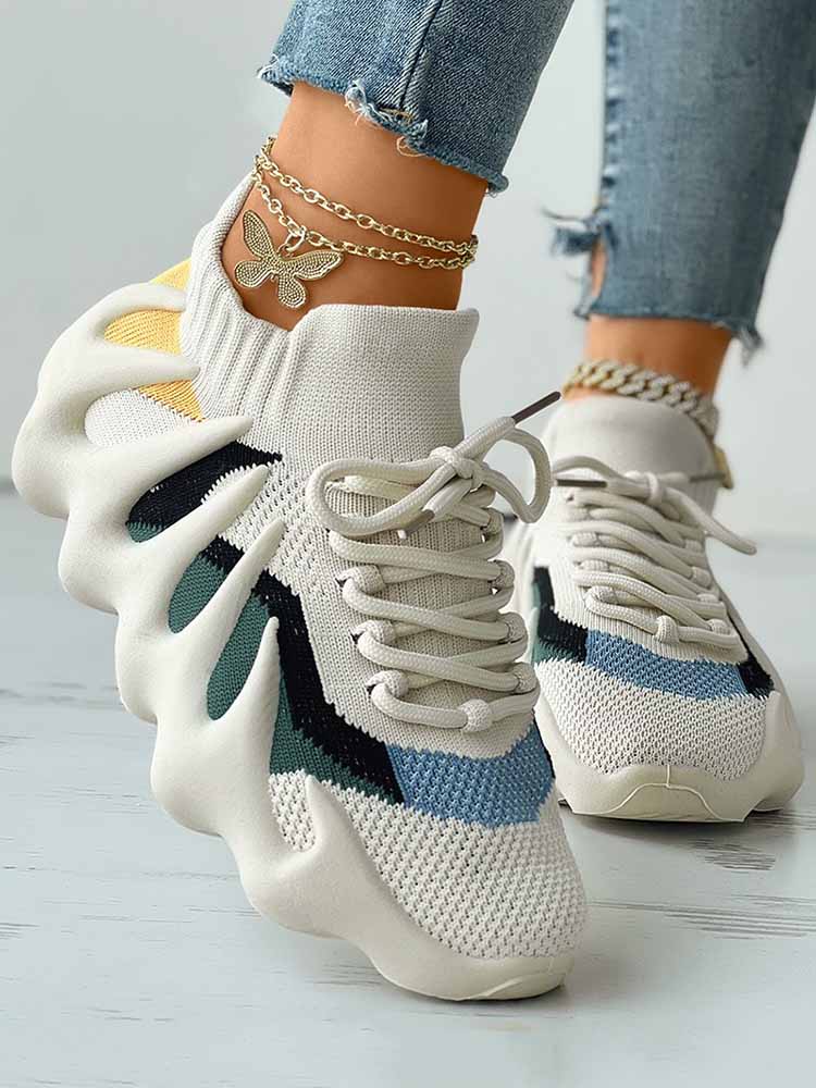 Lace-up Knit Breathable Sneakers