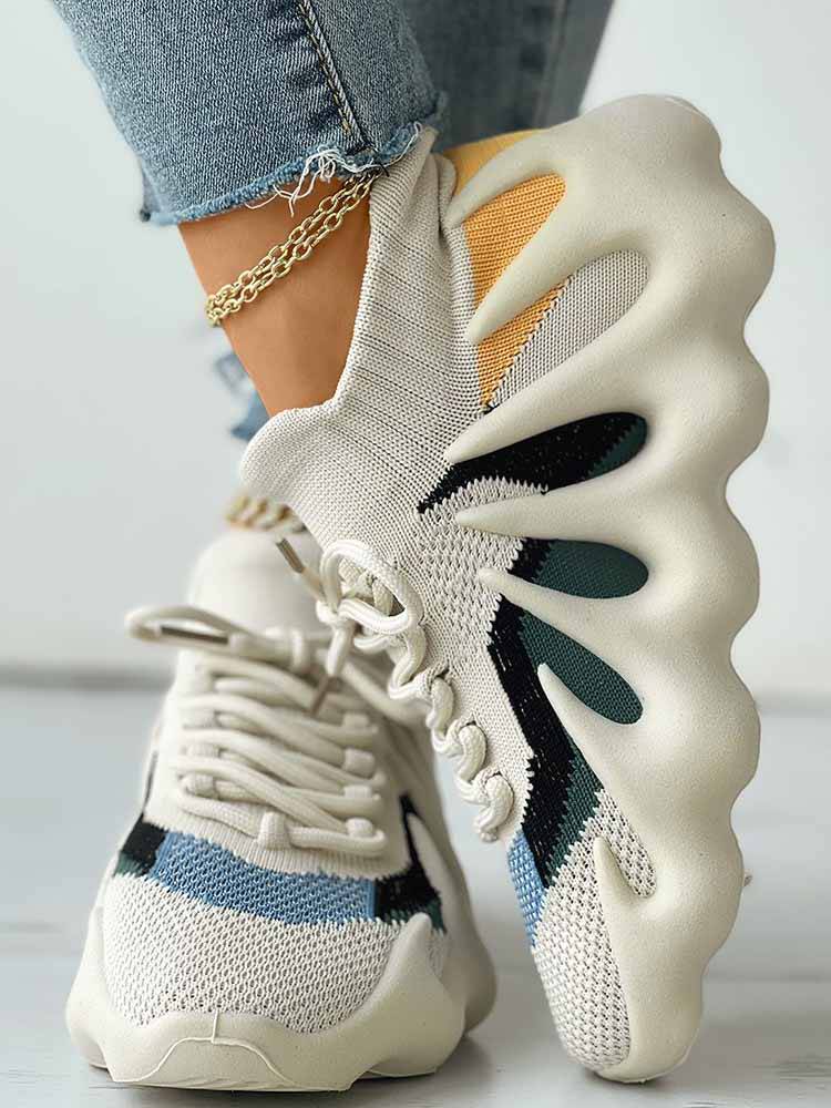 Lace-up Knit Breathable Sneakers