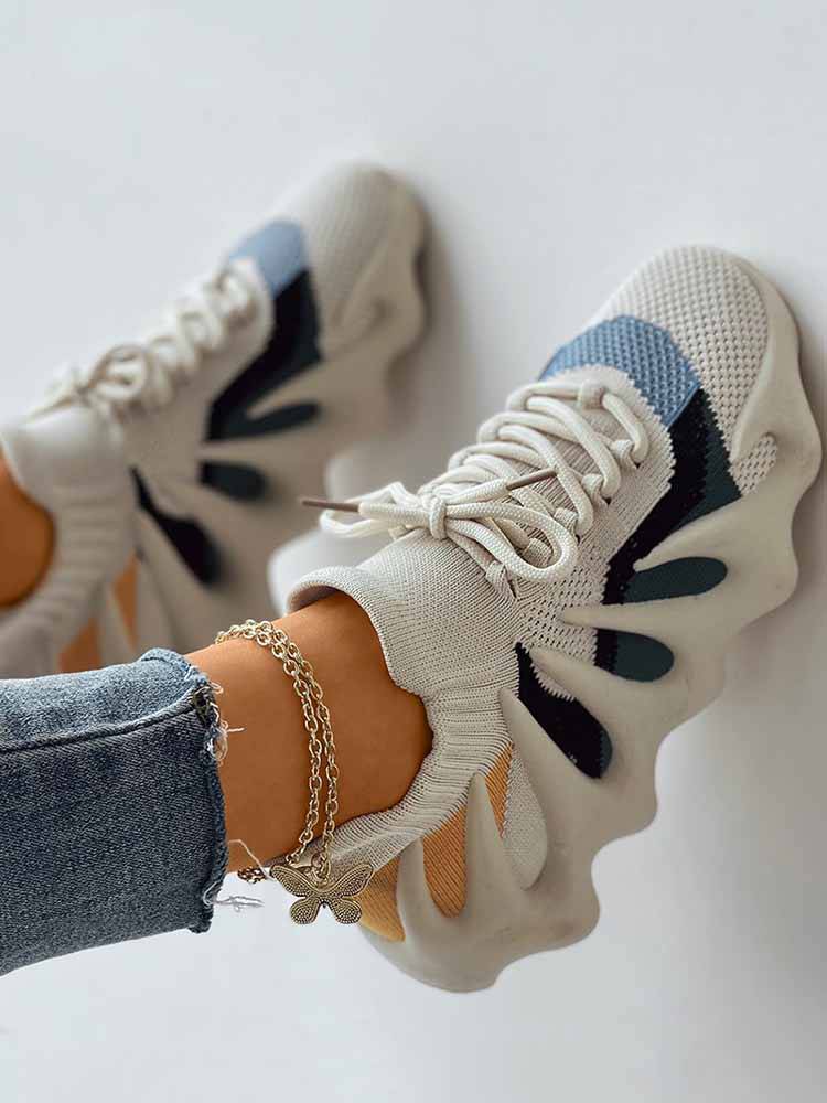 Lace-up Knit Breathable Sneakers