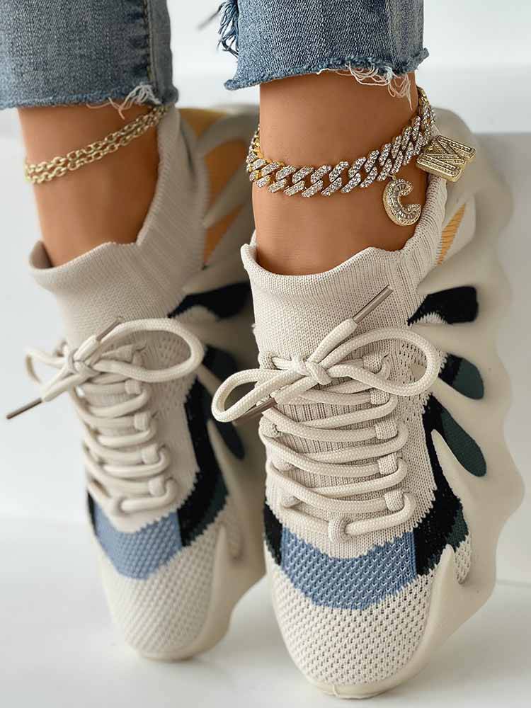 Lace-up Knit Breathable Sneakers