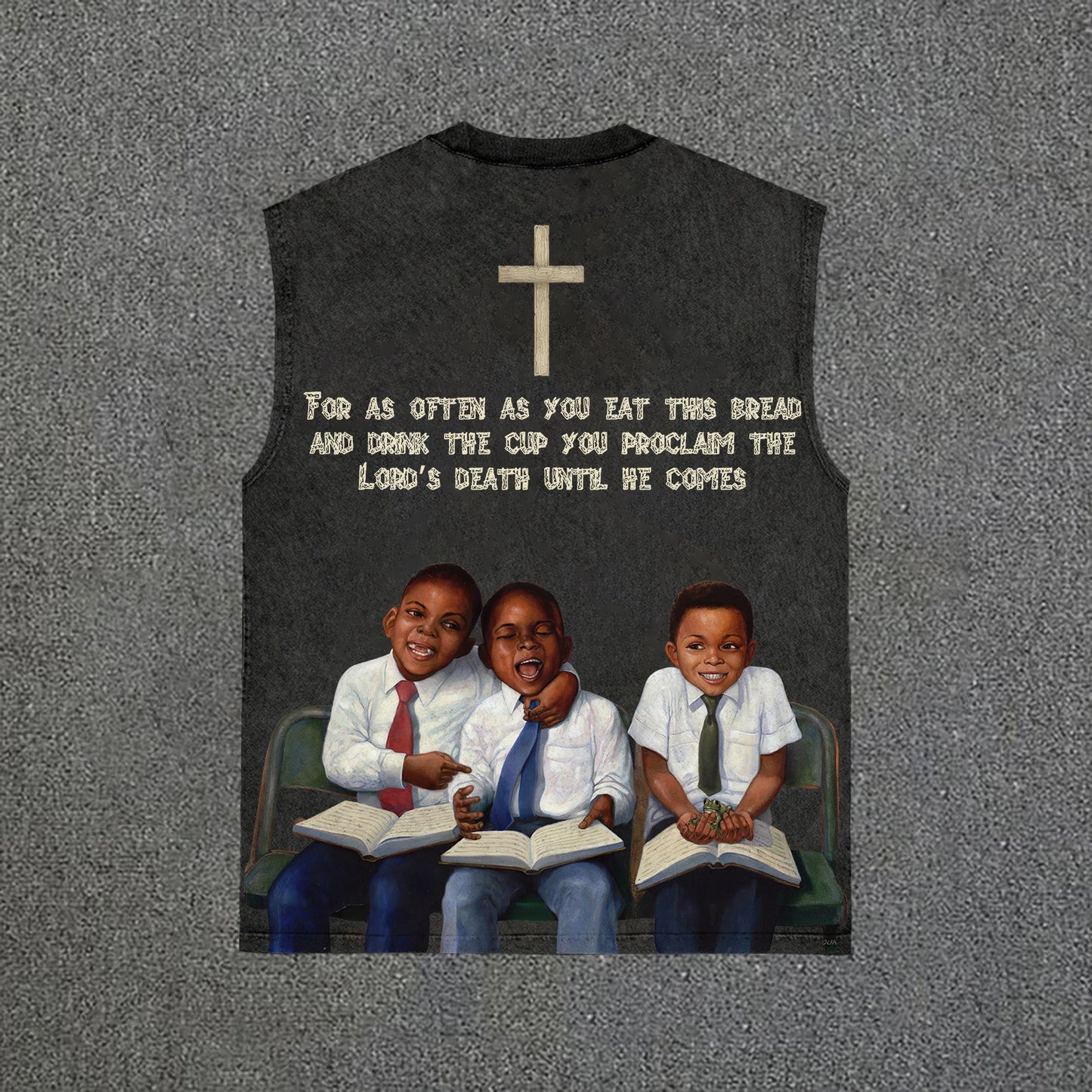 Retro First Sunday Faith Graphic Print Vintage Wash Sleeveless Tank Top